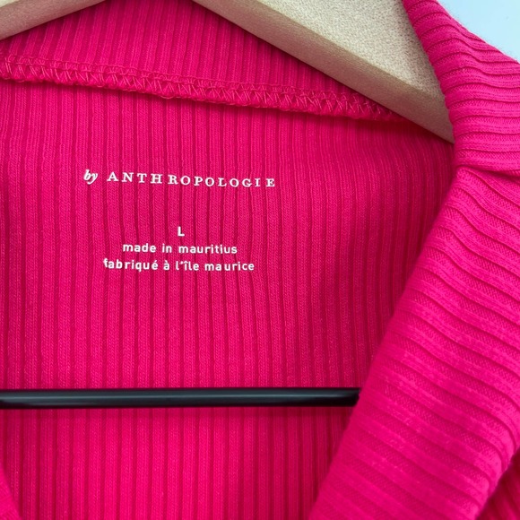 Anthropologie NWT Layered Cutout Tank Womens Sz Lg Pink Mock Neck Ribbed - Picture 7 of 9